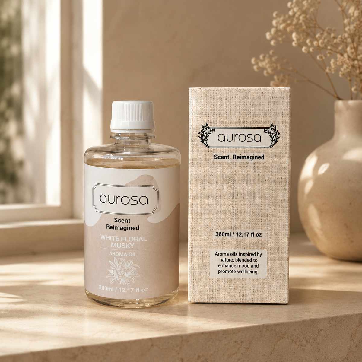Aurosa Citrus Floral Mist Aroma Oil 360ml with aroma diffuser